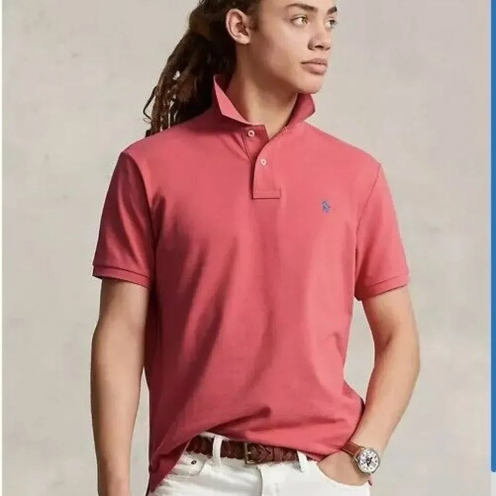Polo Ralph Lauren X-Large Iconic Mesh Polo Shirt-Salmon Pink-Embroidered Pony